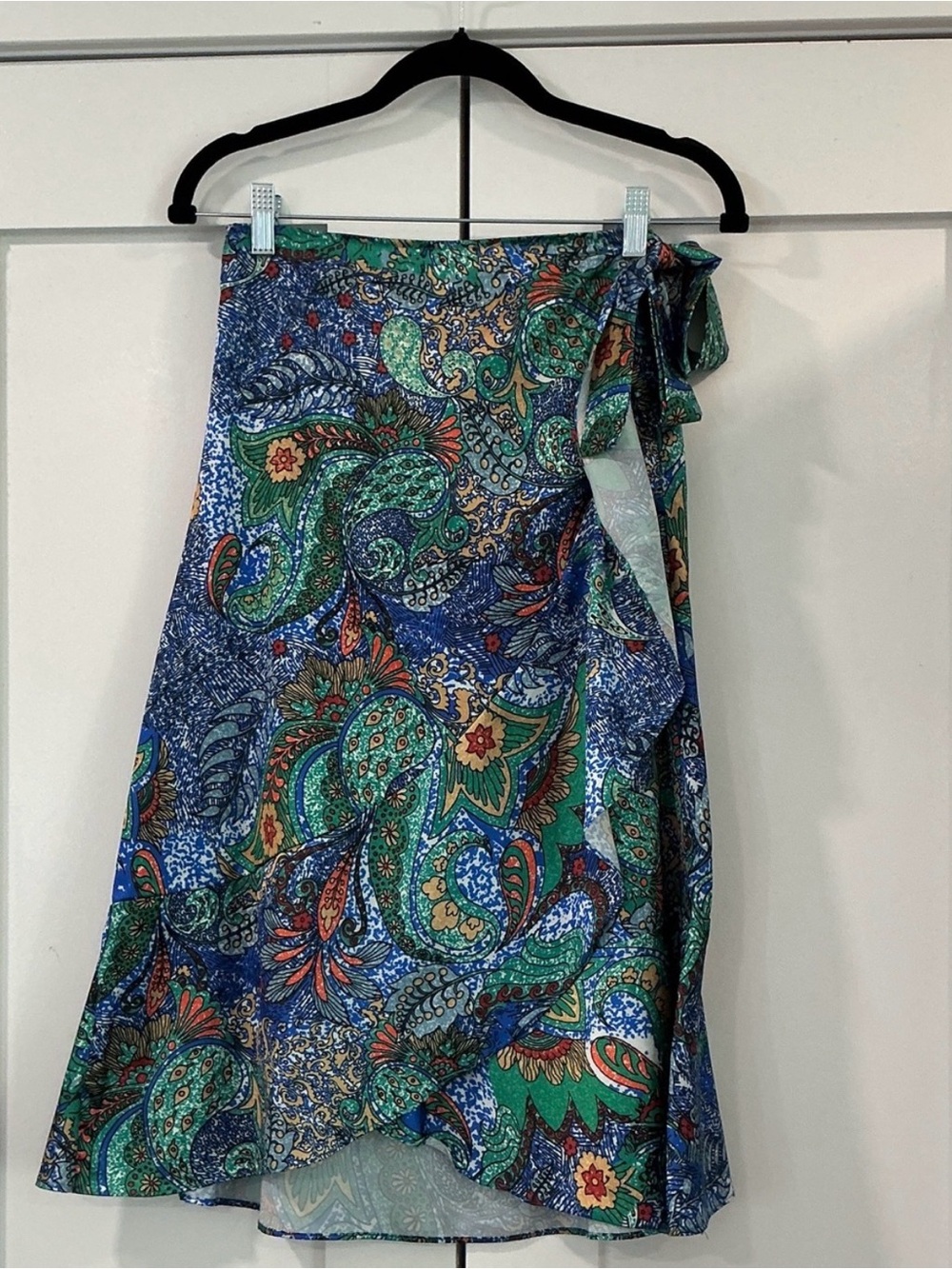 Paisley Wrap Swim Sarong in Blue & Green